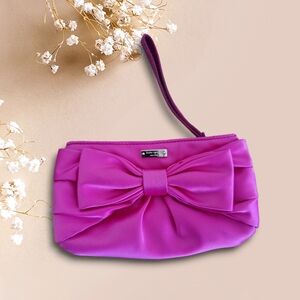 Kate Spade Plaza Bow Pouch Wristlet- Fuchsia
